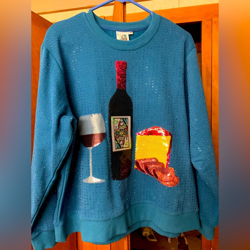 Queen of Sparkles Wine & Cheese Pullover